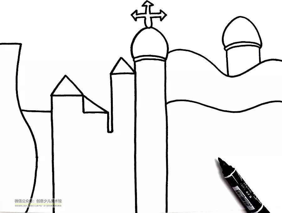 巴洛克风格城堡儿童画,沙漠城堡简笔画儿童画