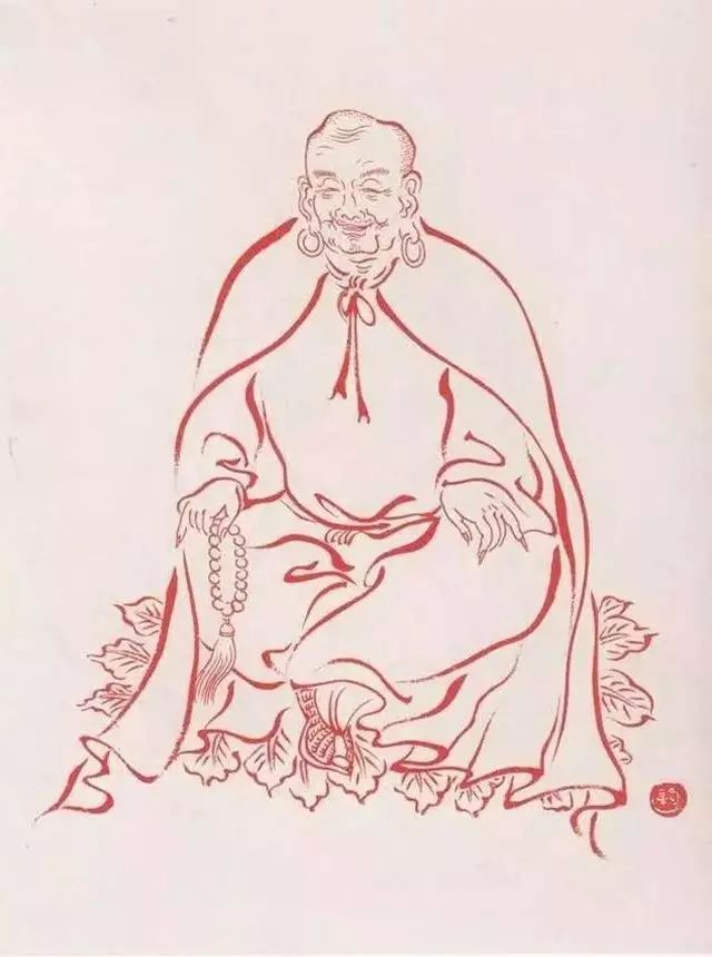 弘一法师的蓝底描金十八罗汉作品,弘一大师100万罗汉图写意