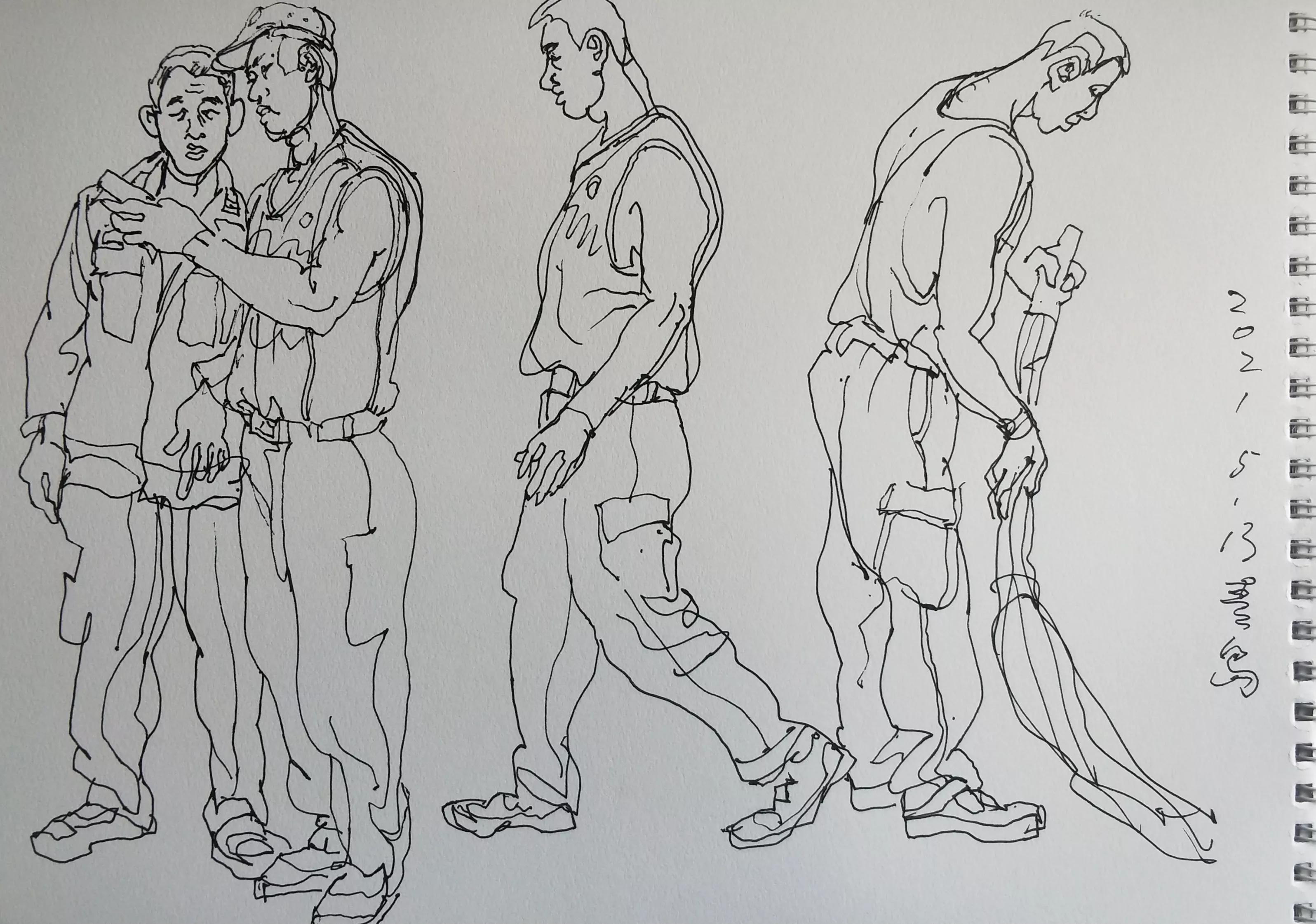 吴建科人物画欣赏,画兵人速写