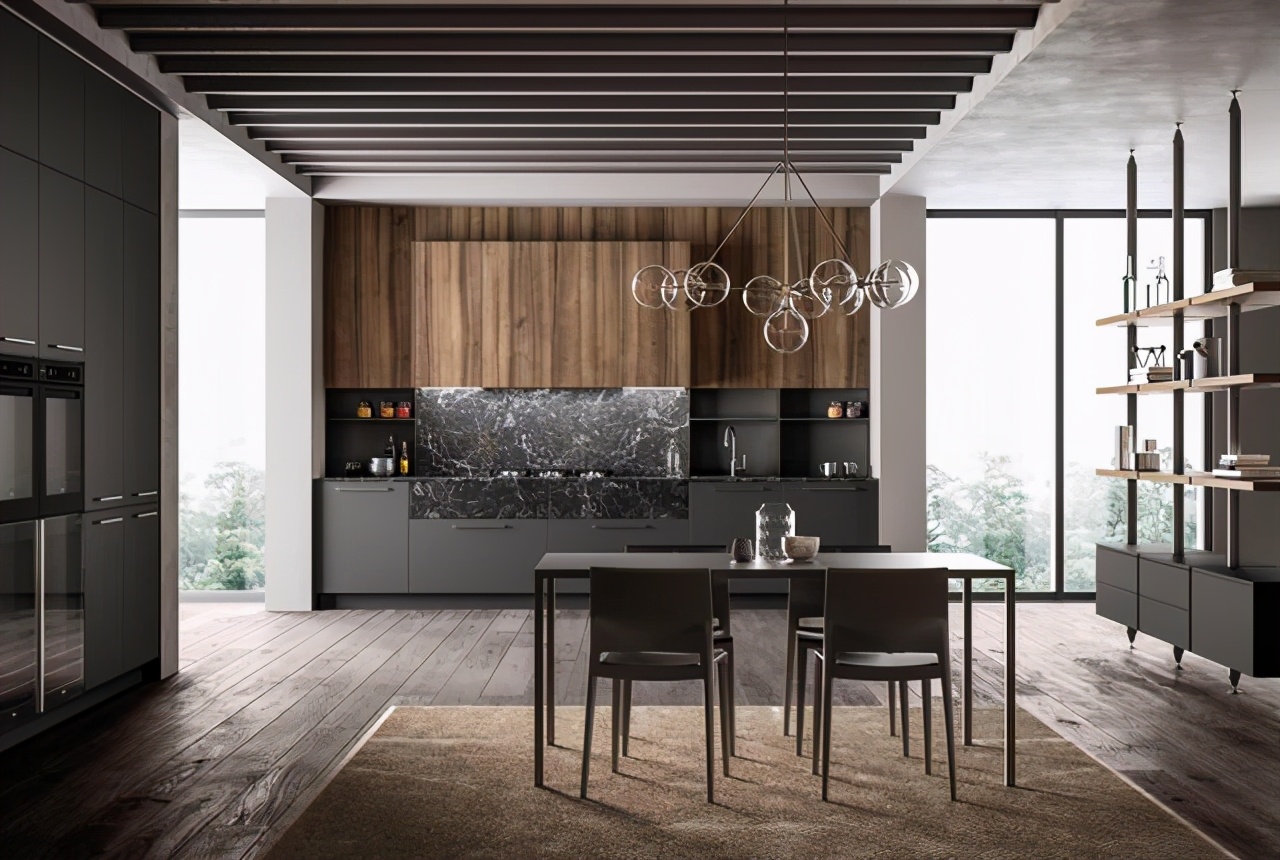 长方形厨房餐厨一体,餐厨一体u型厨房