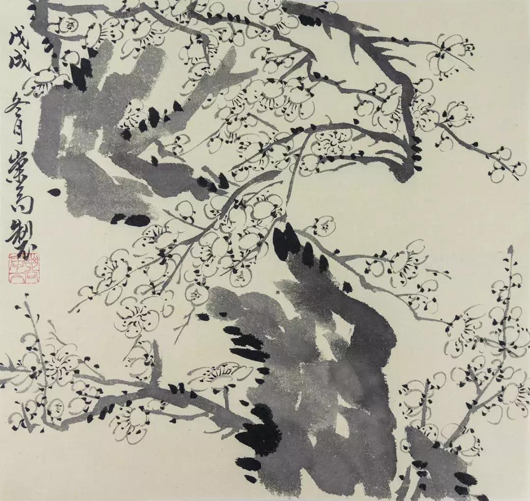 梅兰竹菊国画中的山石画法,梅兰竹菊国画写意教学视频