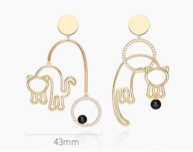 田沅同款HEFANGJewelry不对称猫咪耳夹！没耳洞的女孩也可以戴哦