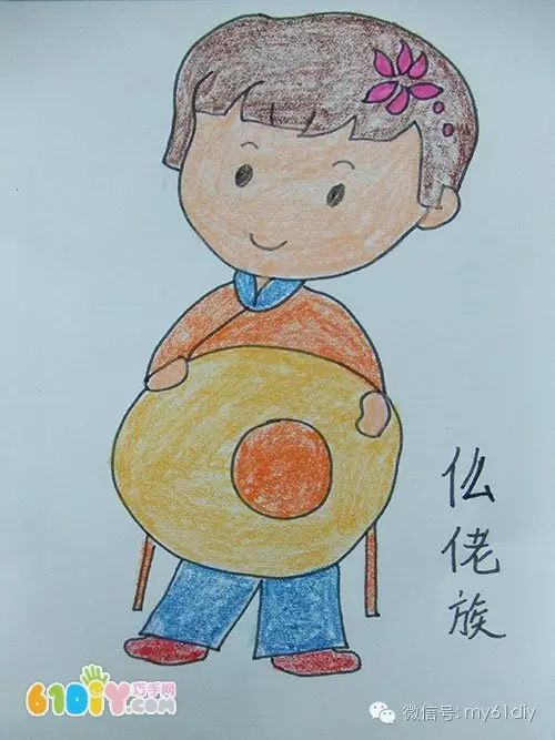 彩色少数民族儿童简笔画图片大全,五十六个民族简笔画卡通