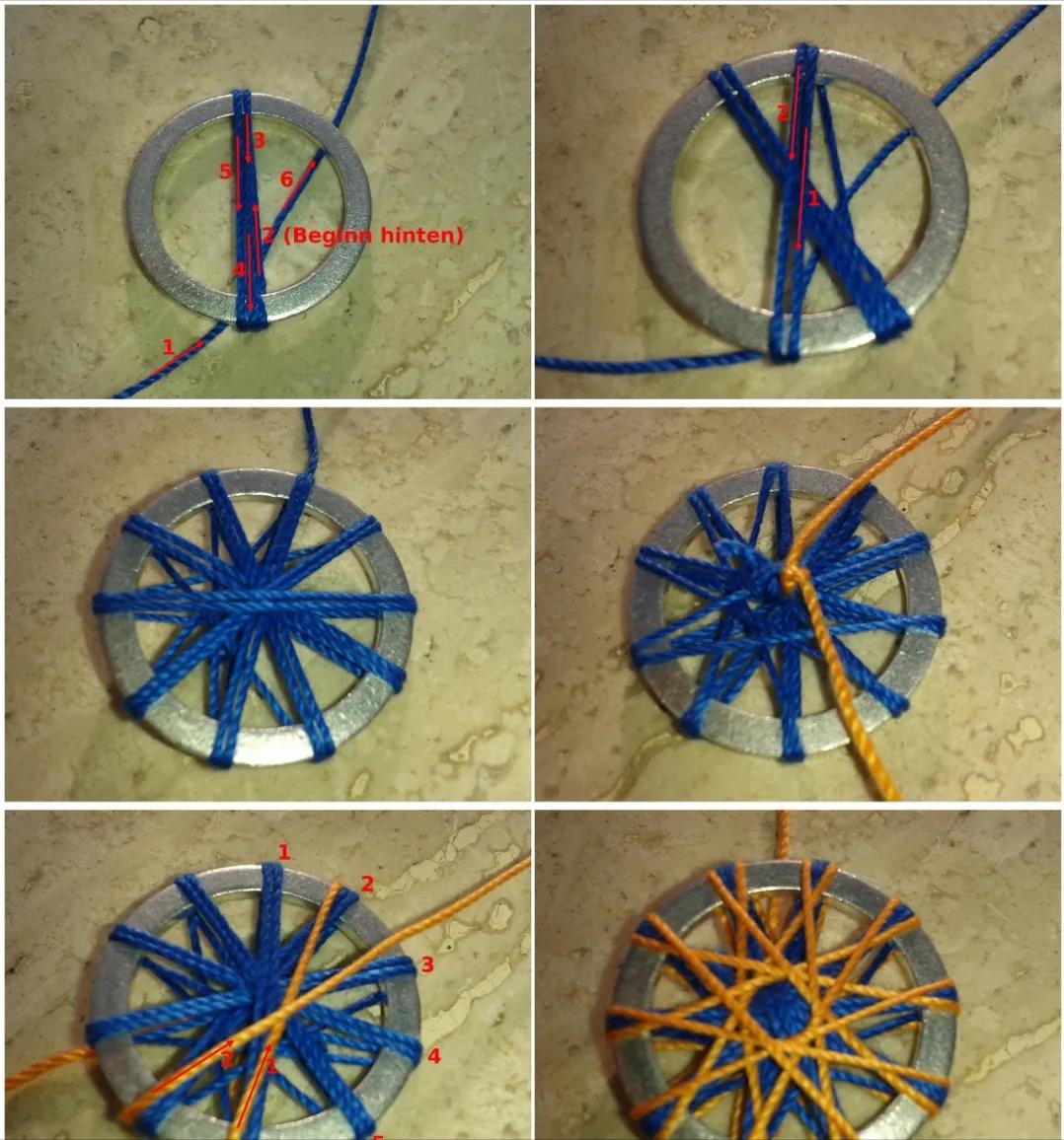 一个圆周边加一点装饰,用彩线做简单的小装饰
