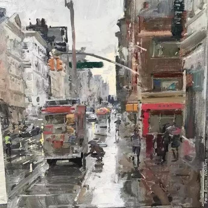欧洲油画秋日街景,peterbrown油画从哪里买