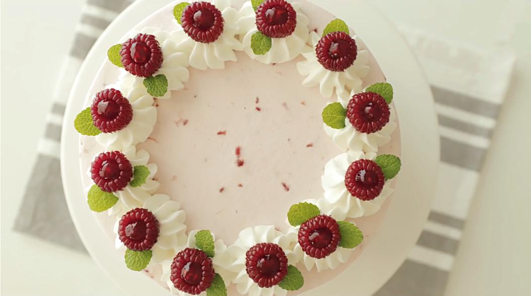 玫瑰荔枝覆盆子芝士蛋糕,粉色派覆盆子香草味蛋糕