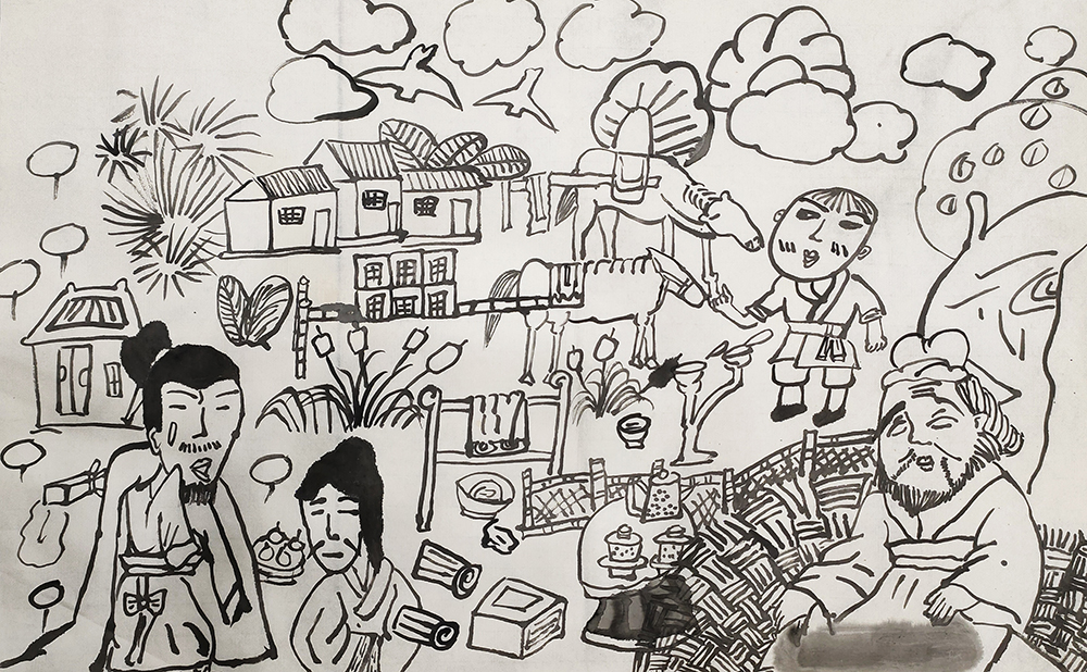 郑鑫绘画成长记录：线描篇（五）校园同学系列——创作