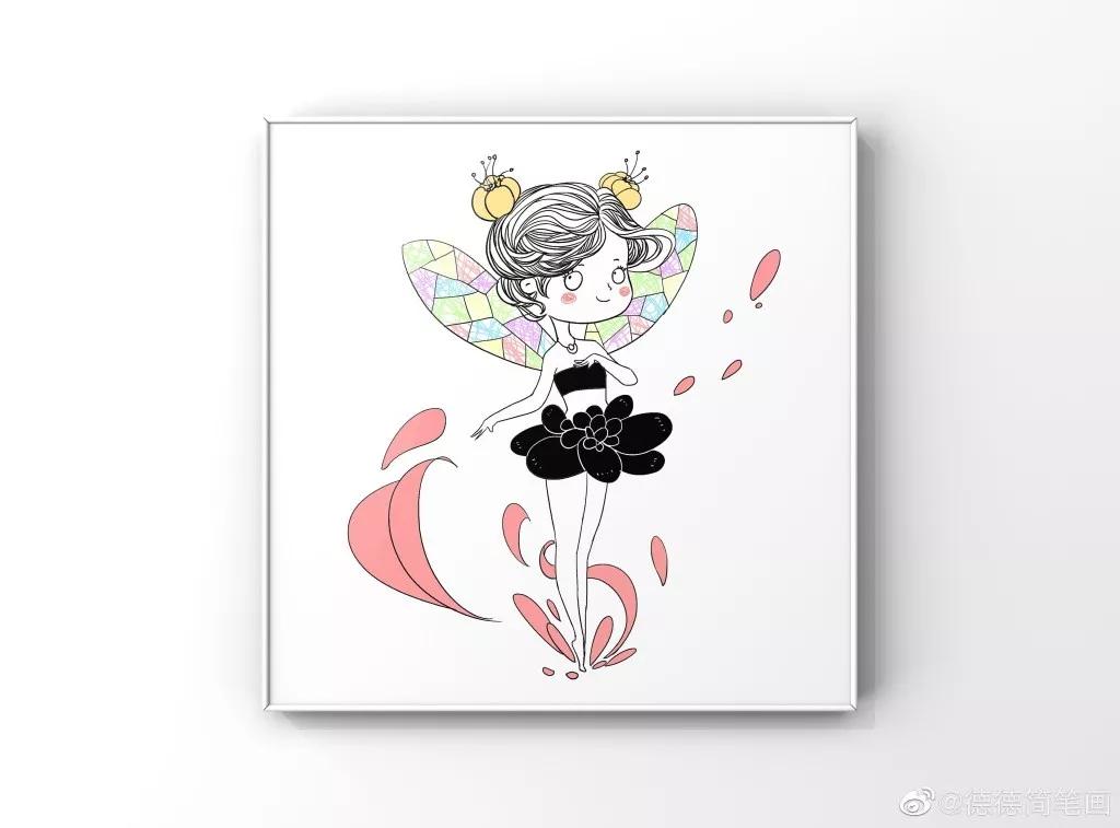 简单清新花卉的简笔画图片大全,唐老鸭简笔画可爱清新小女孩