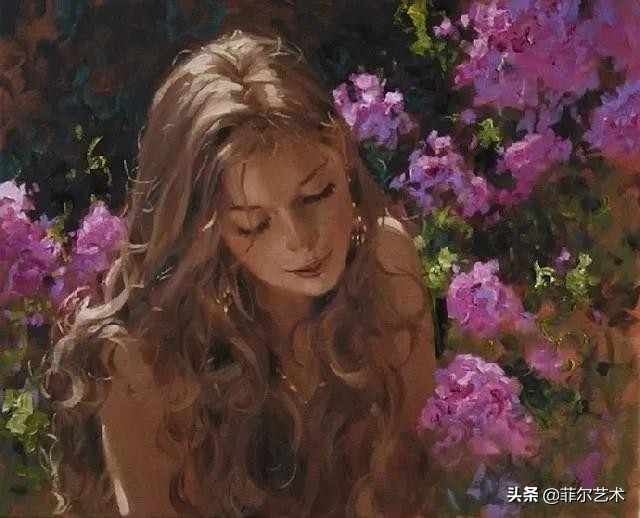 现代艺术油画中的美人,阳光美少女图片绘画