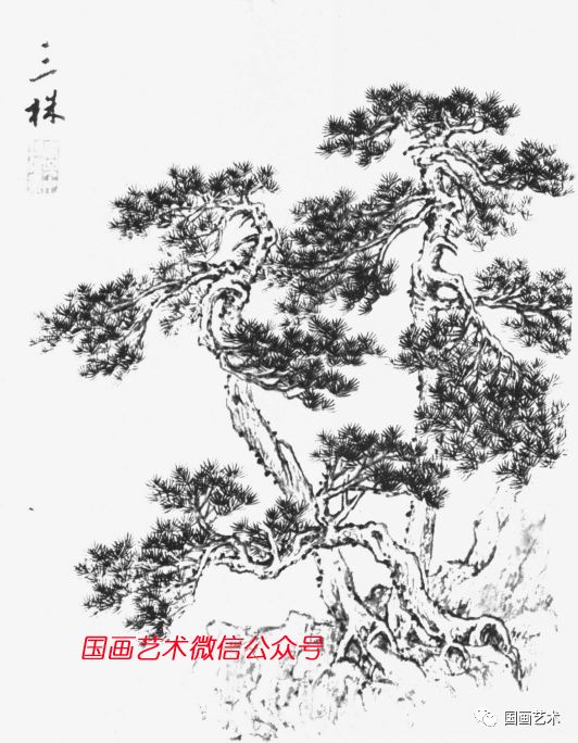 俞子才画松视频,如何快速画松树国画