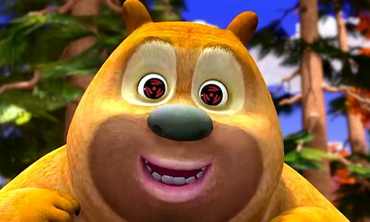 熊出没的角色都有了写轮眼！熊大熊二违和感十足，还是强哥最帅