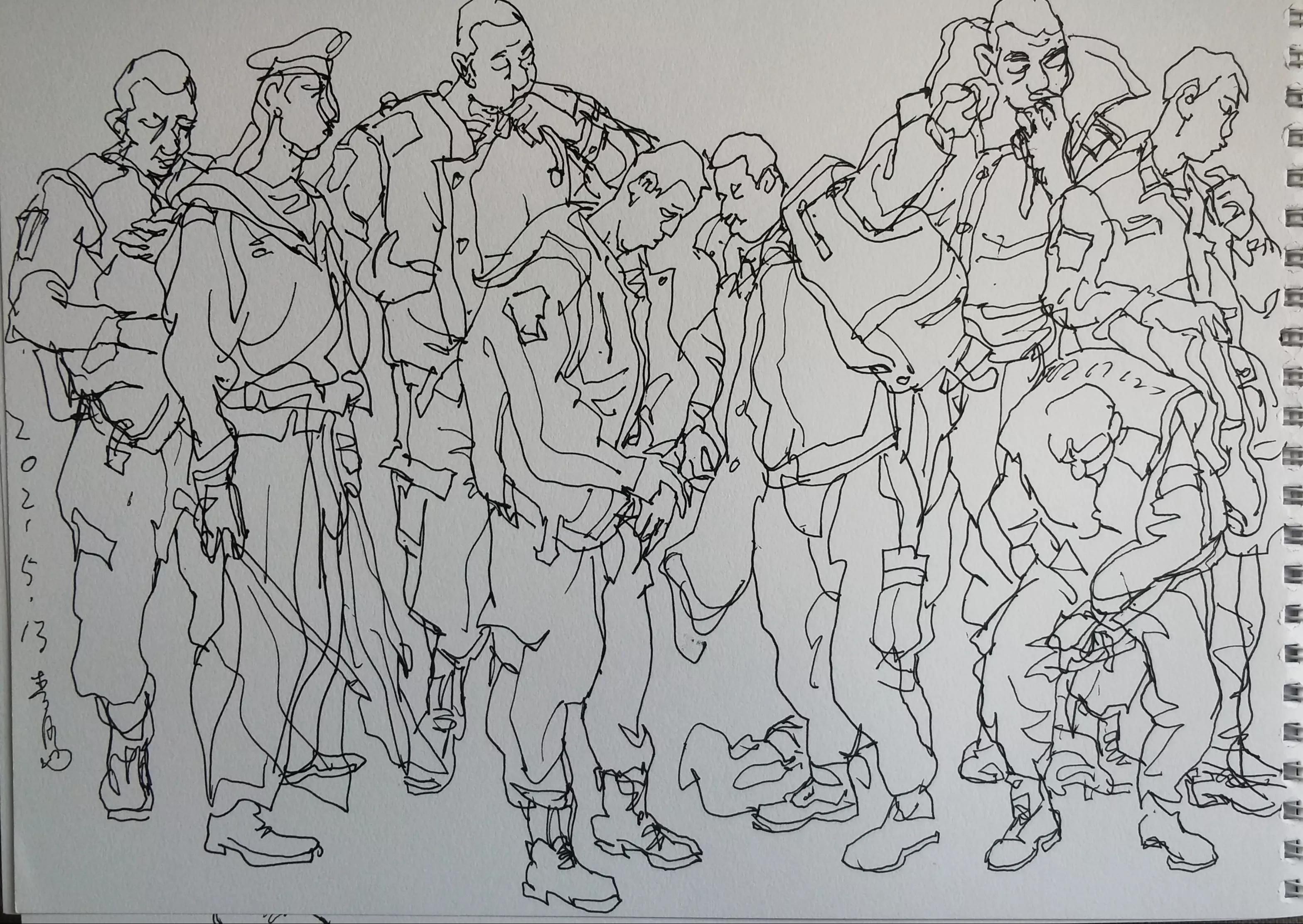 吴建科人物画欣赏,画兵人速写