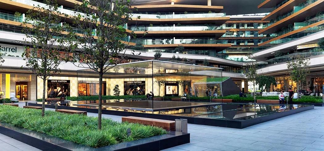 商业步行街景观设计效果图,现代商业街景观效果