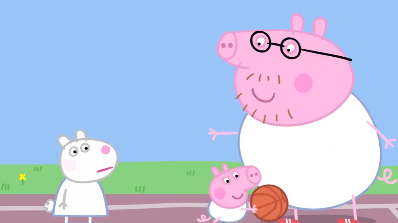 小猪佩奇和乔治打篮球,佩奇和乔治和猪爸爸打雪怪