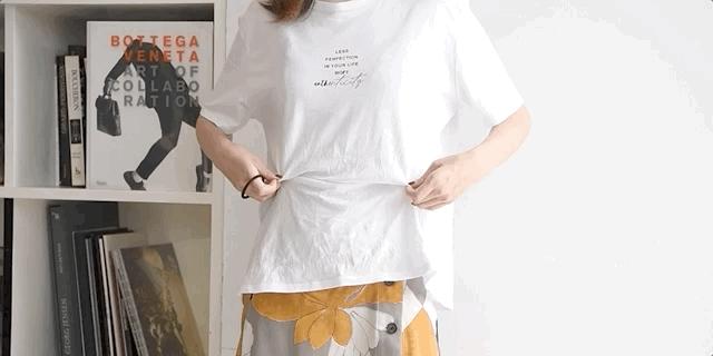 t恤下摆打结方法步骤抖音慢动作,教你一招t恤正确穿法