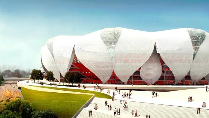 恒大莲花足球场,杭州奥体中心两朵大莲花