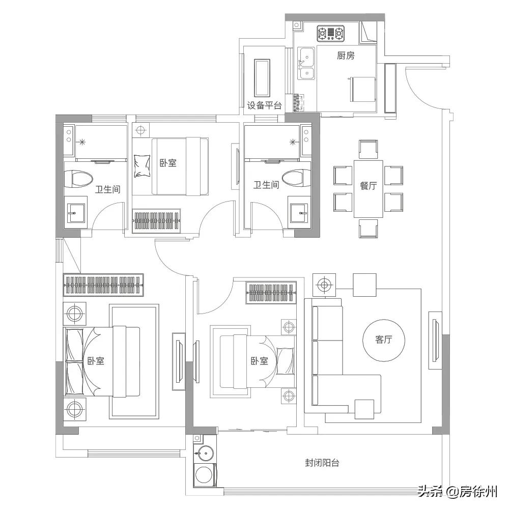 徐州鼓楼区绿城诚园110户型,徐州天宸和绿城诚园哪个好