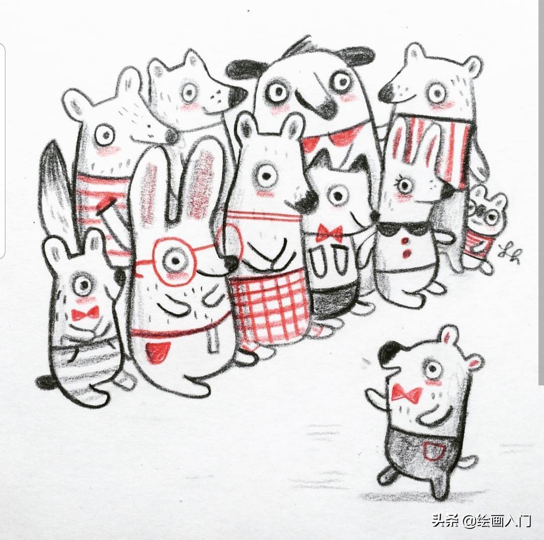 彩铅小动物插画简单,彩铅插画小动物手绘