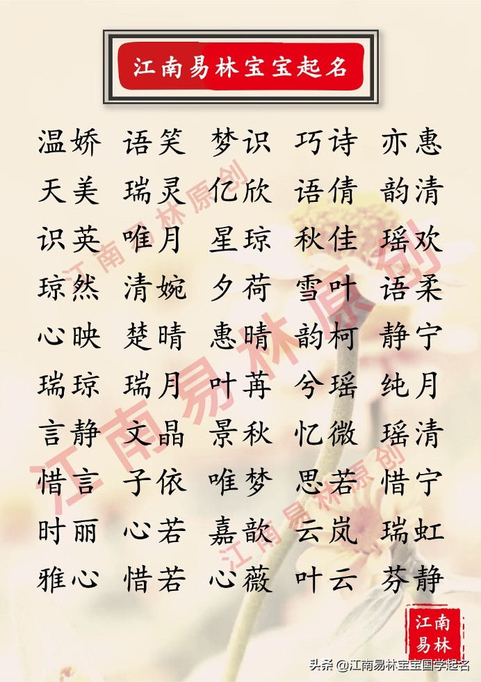 300个精选唐诗宋词中的女孩名字:玲珑剔透,便胜却人间无数