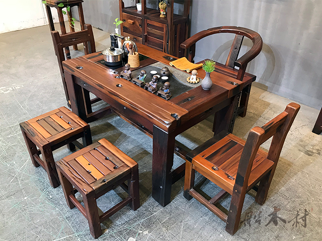 复古老船木家具,原生态老船木茶几家用