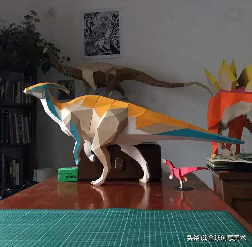 纸艺3d恐龙,立体恐龙手工纸模型