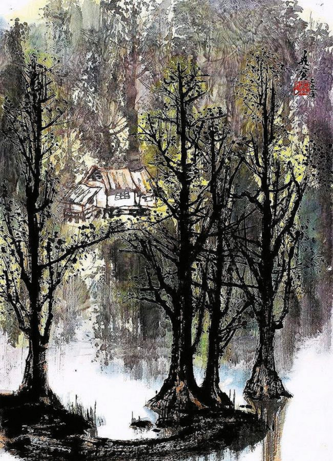 古香古色山水画,岭南风景国画