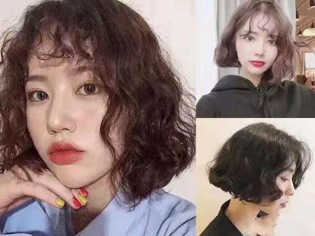 女士烫发羊毛卷满头烫丸子头扎法,羊毛卷烫发有刘海怎么扎