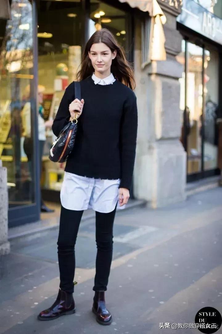 毛衣衬衫高雅上档次,毛衣搭衬衫怎么穿