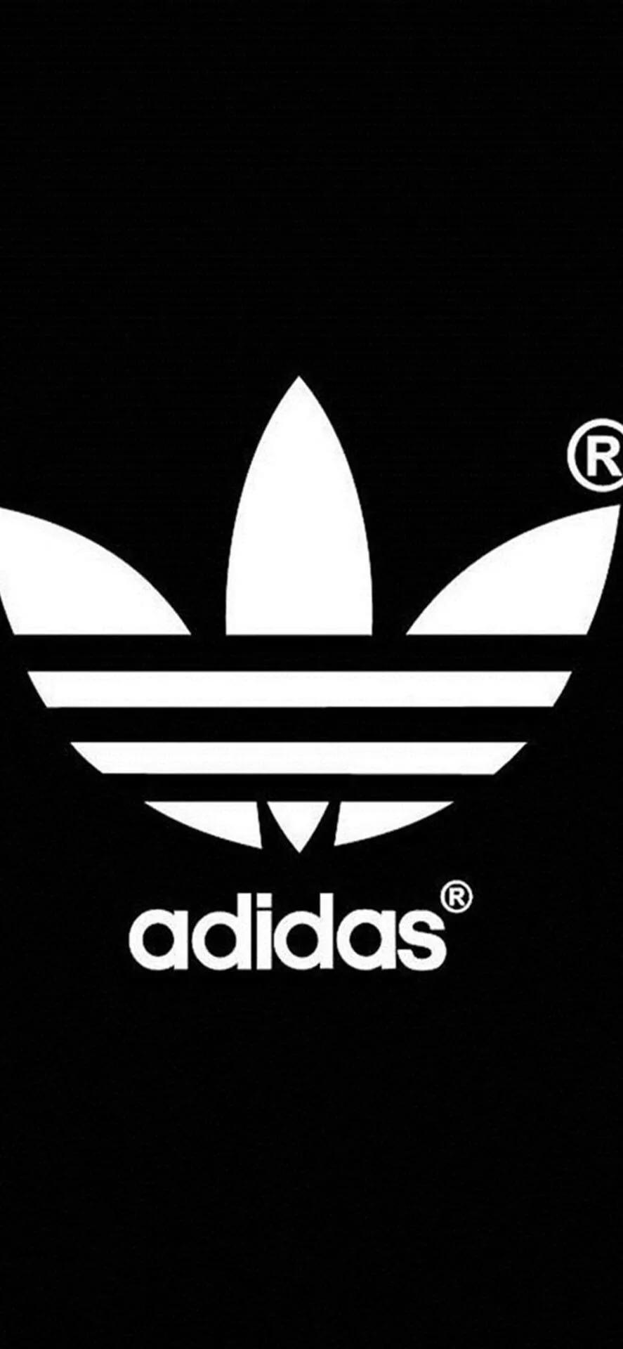 阿迪达斯经典三条杠壁纸全屏,黑底阿迪达斯三叶草全面屏壁纸