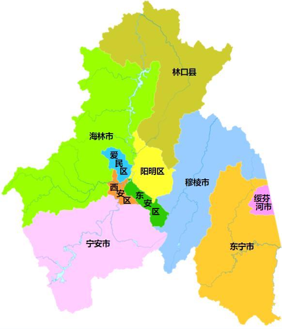 中国南北方行政区划典型差别:黑龙江省牡丹江市、湖南省永州市