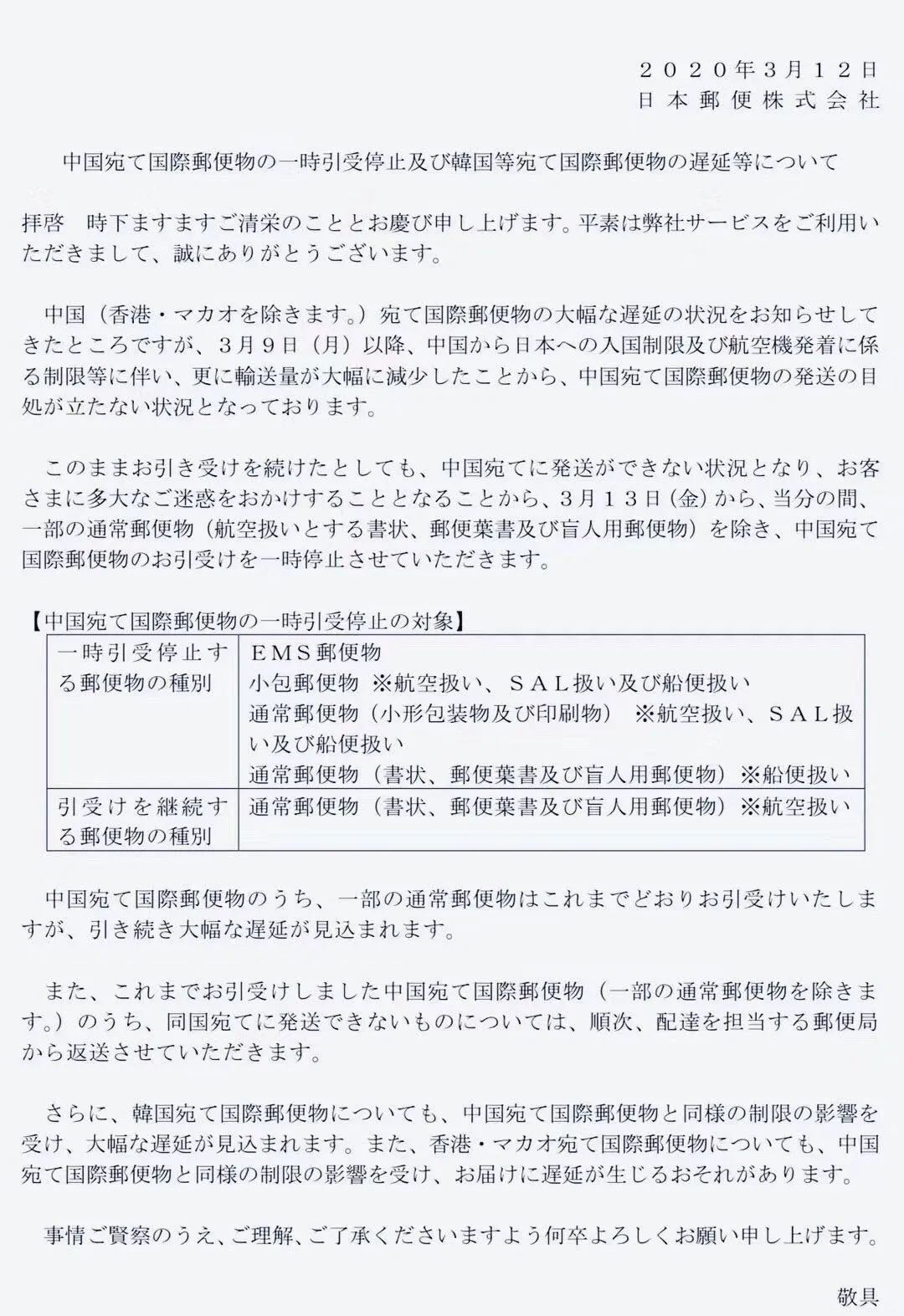 日本邮局禁止邮寄的物品,日本邮政恢复寄往中国的ems
