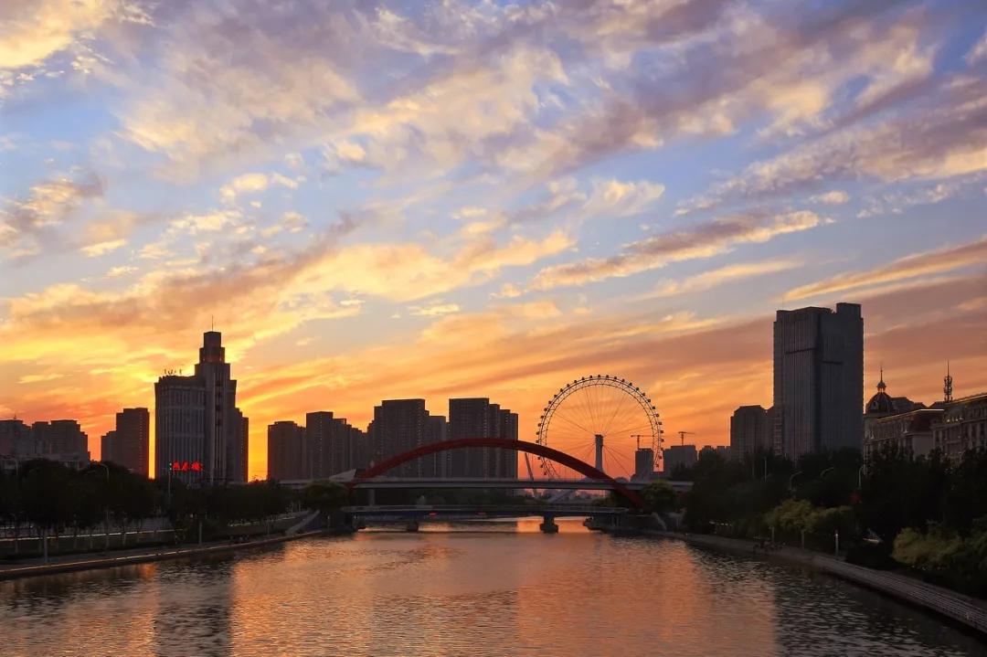 天津绝美夜拍,天津超美晚霞