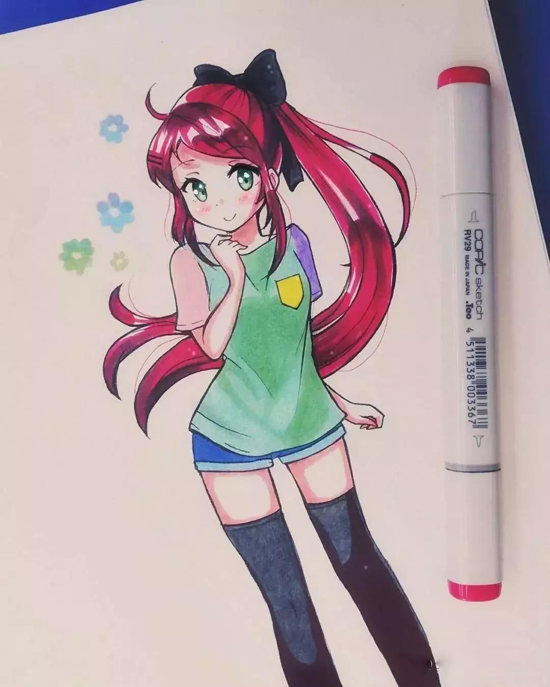 可爱动漫人物手绘马克笔,马克笔好看的动漫人物
