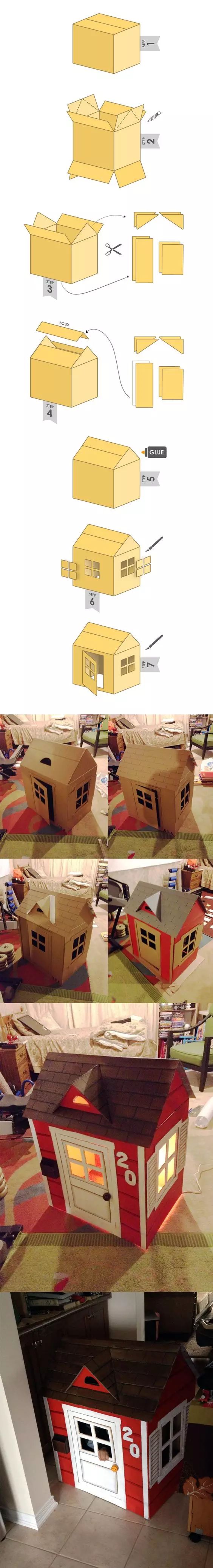 幼儿园教室立体大纸箱创意,用纸箱做教室可以让布娃娃住进去