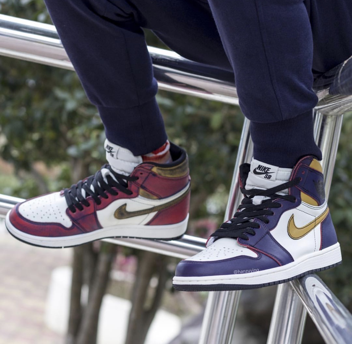 就等发售了！AirJordan1OGxNikeSB“Lakers”上脚细节大赏！