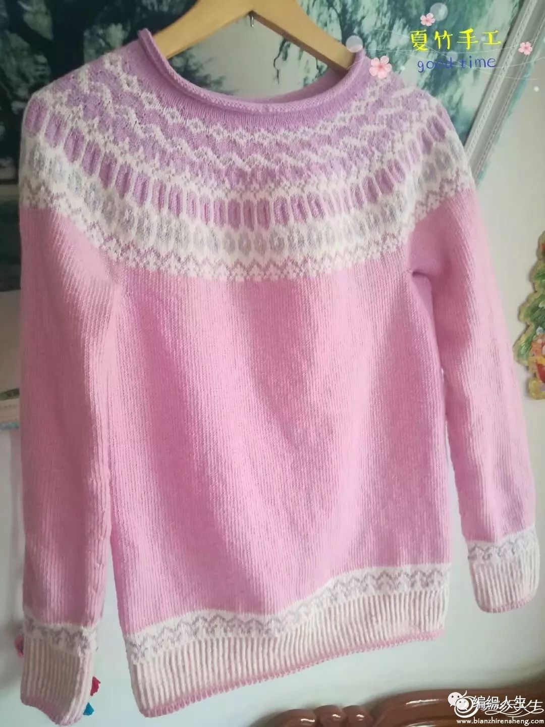 从上往下织套头休闲棒针毛衣样品,粗线棒针女士毛衣中长款的编织