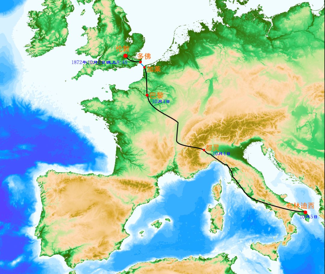 从地图上看八十天环游地球,八十天环游地球五个阶段