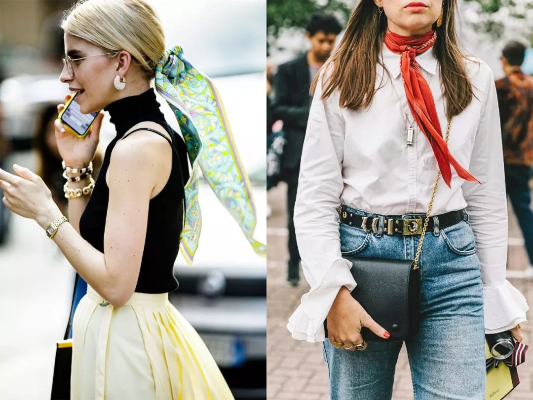 丝巾新系法这样穿美出新高度,秋冬细窄条丝巾的系法大全