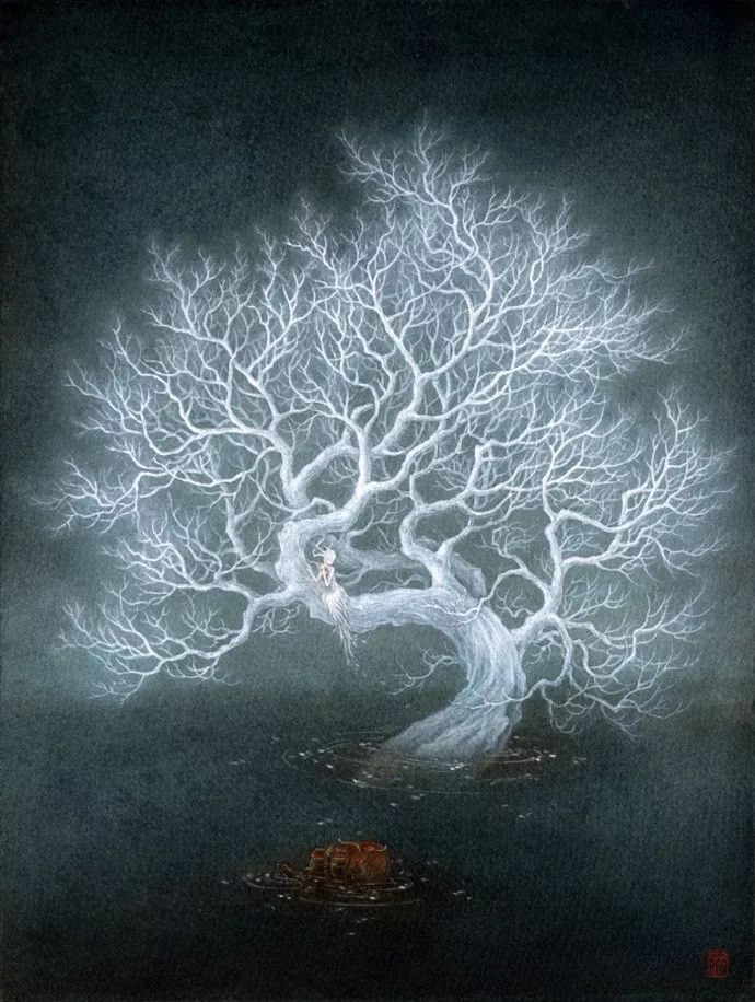 山海经异兽艺术画作,90后画家画山海经