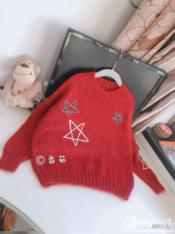 山羊绒女宝毛衣的编织教程,女宝彩虹色套头毛衣编织全过程