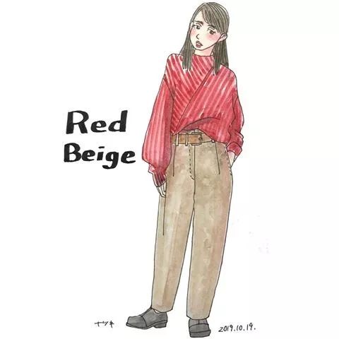 18套优雅又时髦的手绘穿搭,日本穿搭手绘秋冬