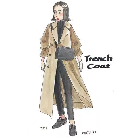 18套优雅又时髦的手绘穿搭,日本穿搭手绘秋冬