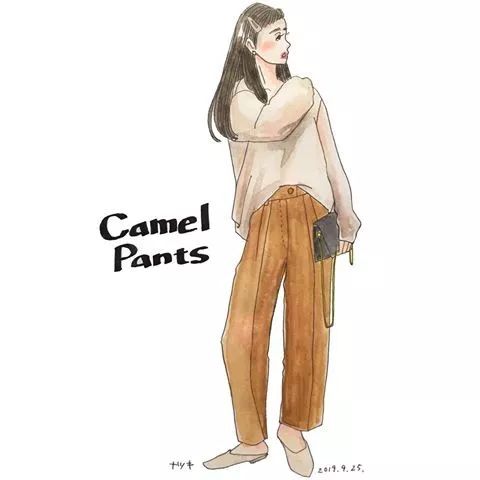 18套优雅又时髦的手绘穿搭,日本穿搭手绘秋冬