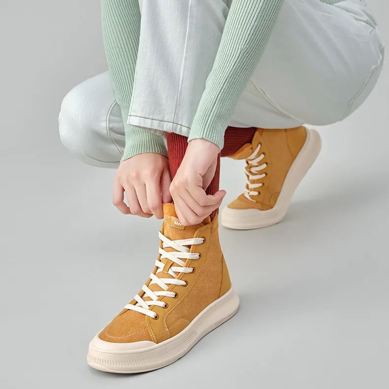 秋冬必备加绒高帮帆布鞋,秋冬鞋推荐学生党帆布鞋