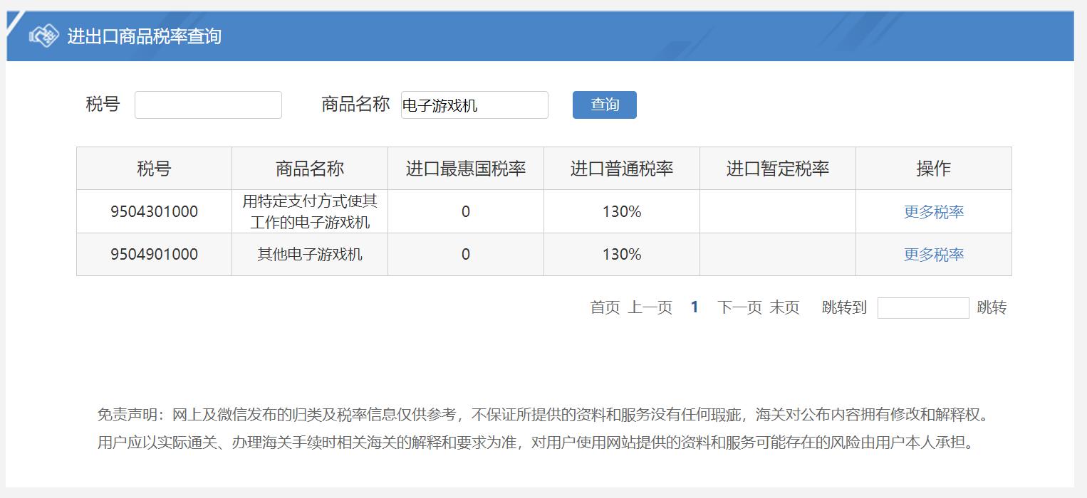 勘误:目前电子游戏机进口已享受进口最惠国税率「0%」