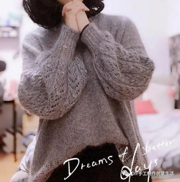 宽松塌肩袖毛衣新款手工编织,毛衣手工编织泡泡袖教程