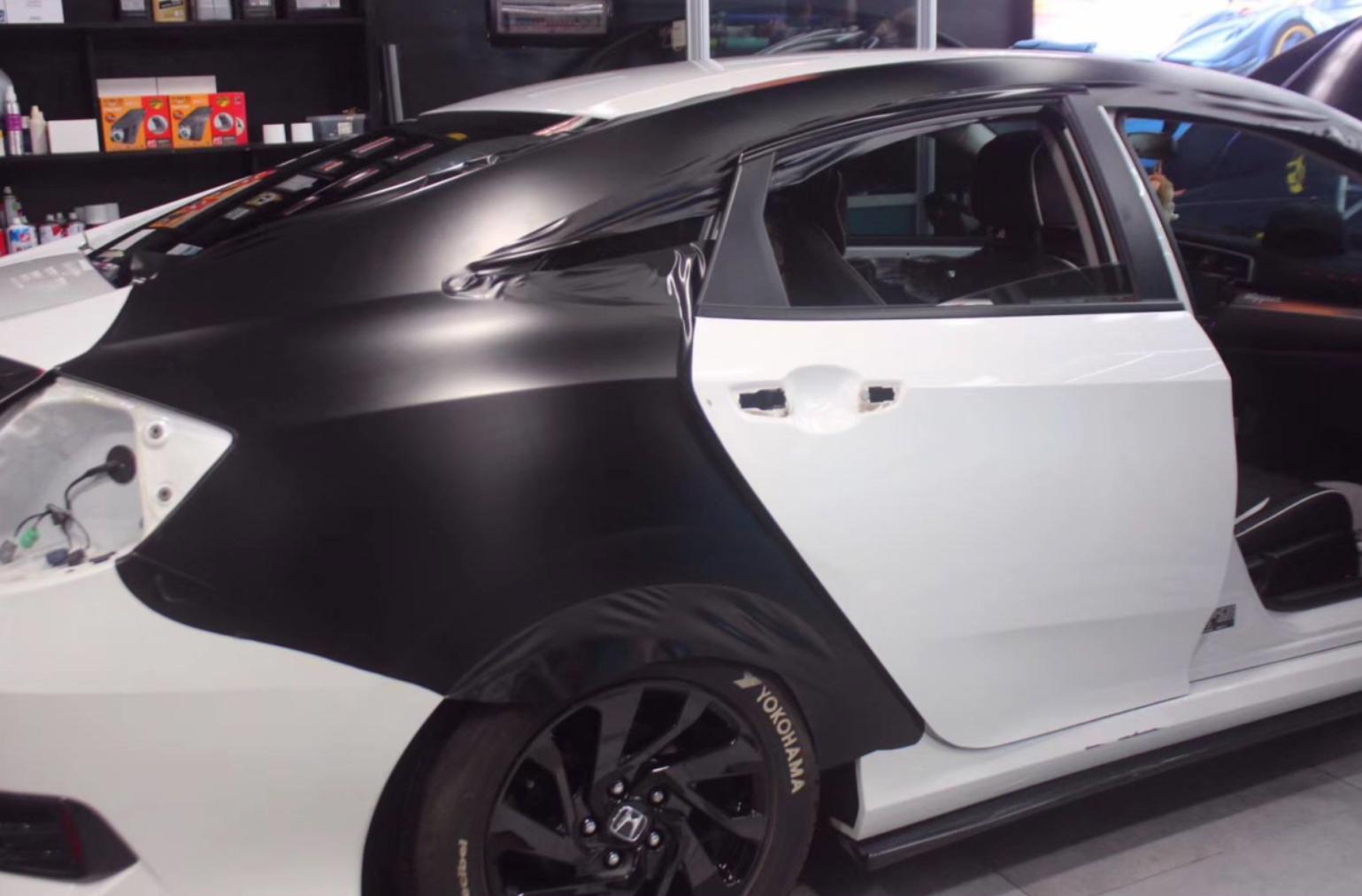 十代思域外观黑白改装方案,十代思域全黑改装