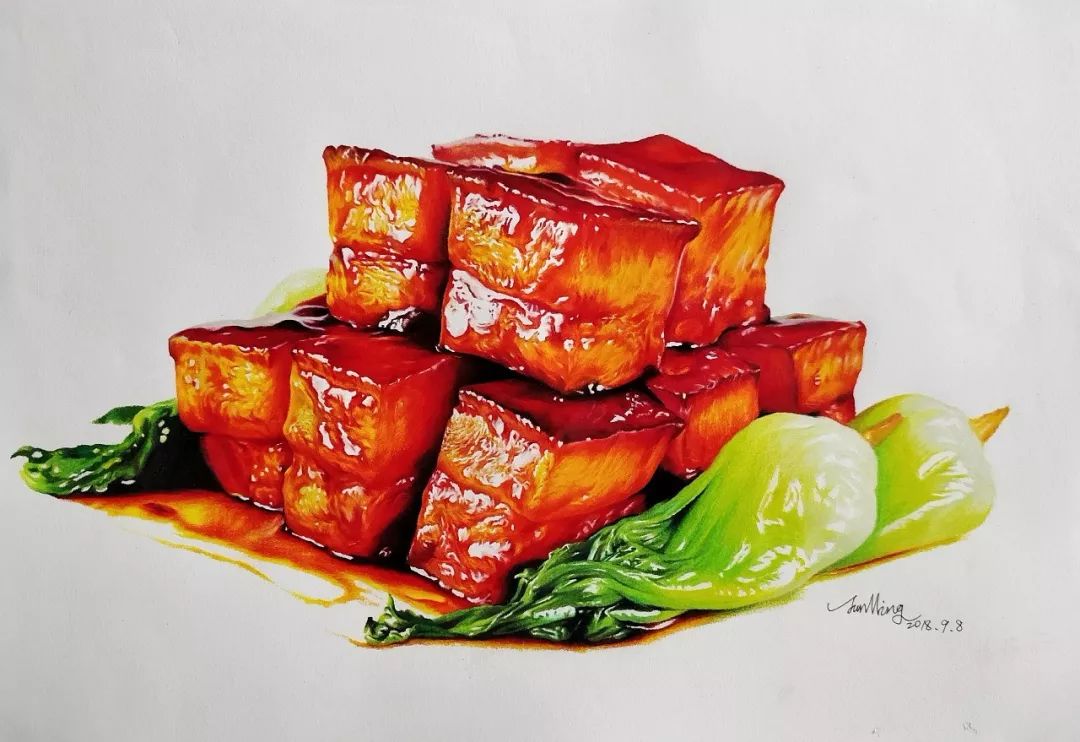 彩铅画美丽的山水画,彩铅画美人蝴蝶