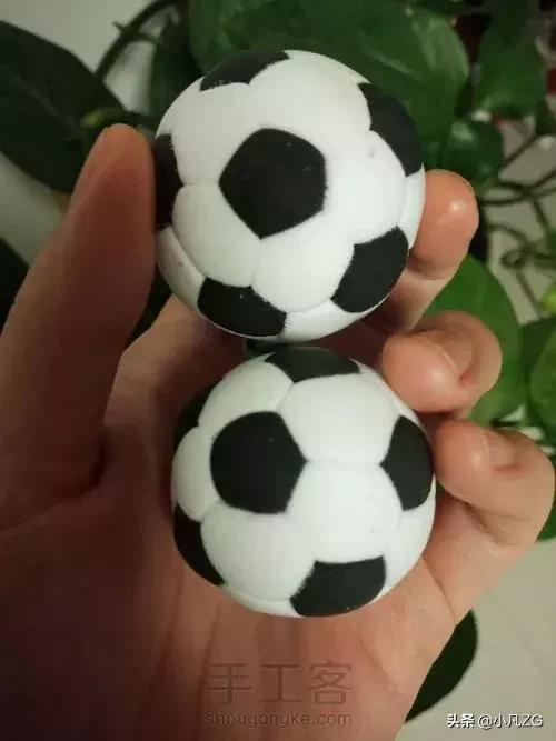 超轻粘土足球小人过程,粘土足球手工作品