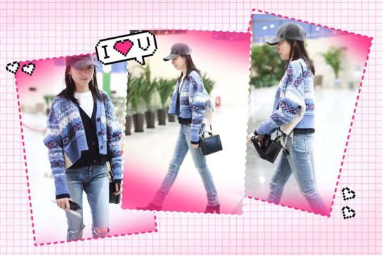 董洁皮毛一体外套,董洁蓝色光滑亮丽的外套